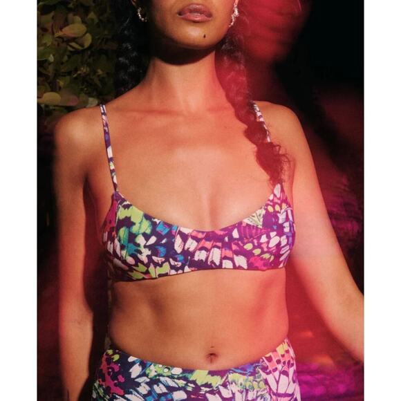 Andie Other - Andie Swim The Molokai Bikini Top in Butterfly Print Brand Size XL NWT